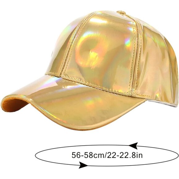 Women's Gold Fashion Baseball Cap Adjustable Strap Back Visor Sports Hat - Picture 7 of 7